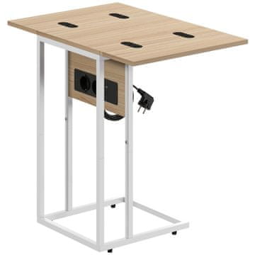 Homestar Sklopivi bočni stol s USB priključcima za punjenje 39x29x57 cm boja drva