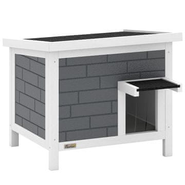 Homestar Drvena kućica za mačke otporna na vremenske uvjete s aluminijskim izolacijskim panelima i asfaltiranim krovom 61x51x53,5 cm