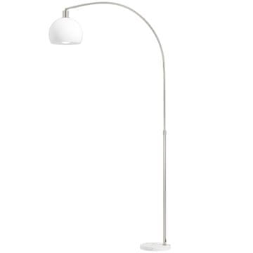 Homestar Podna lampa s zakrivljenom glavom, prekidačem na nozi, mramornom bazom, bijelim plastičnim sjenilom