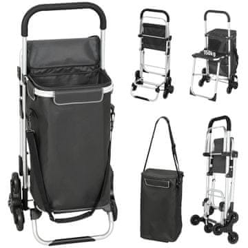 Homestar Kolica za kupovinu 40 L Oxford torba 3-kotačni dizajn aluminijski okvir sjedalo tamnosiva