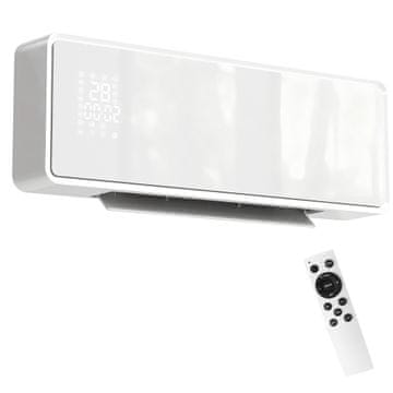 Homestar Zidni keramički električni grijač 2000W s ventilatorom, termostatom, timerom, daljinskim upravljačem, stakleni panel, bijeli
