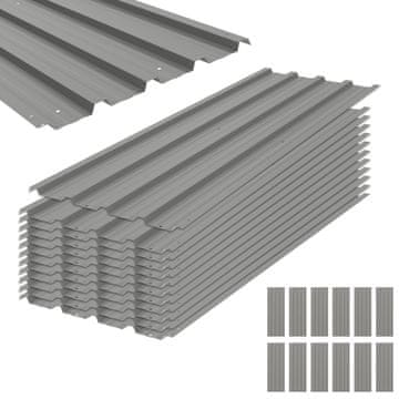 Homestar 12 Komada Trapezoidnih Limova 129x45cm 7m² Pocinkani Krovni Lim 0,25mm Otporan na Vrijeme Svijetlo Sivi