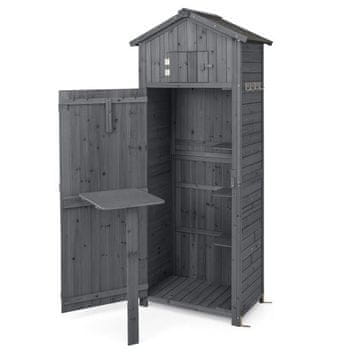 Costway Drvena vrtna ormarić 75x50x180,5 cm siva