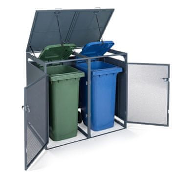 Costway Vanjski spremnik za kante 2 x 240 L 132x80x117 cm Sivi