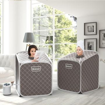 Costway Prijenosna parna sauna s stolicom, valjkom za masažu stopala, upijajućom prostirkom, 9 podesivih razina temperature, siva