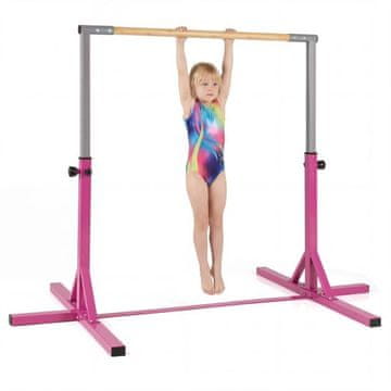 Costway Gimnastička vodoravna šipka s 12 podešavanja visine 85-145 cm ružičasta