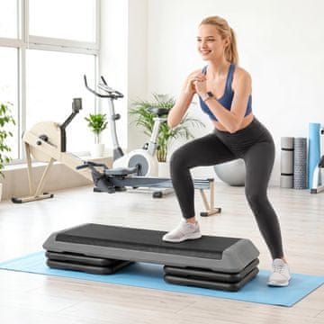 Costway Aerobik steper s 4 potpornim blokom, podesive visine, sivi