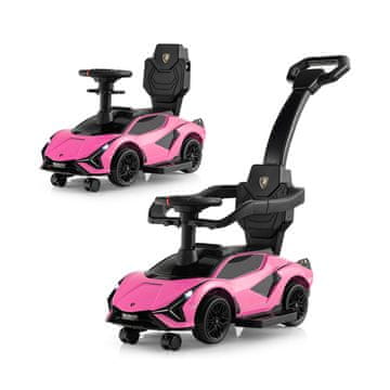 Costway 3-u-1 dječja guralica Lamborghini u ružičastoj boji