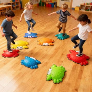 Costway Set od 9 kamenčića za ravnotežu s motivom raka s protukliznim gumenim prstenom, šareni