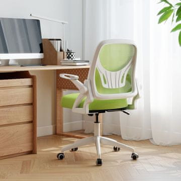 Costway Ergonomska uredska stolica zelena s preklopnim naslonima za ruke i funkcijom njihanja