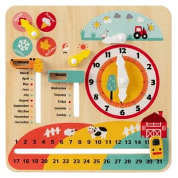 Costway Drvena Montessori edukativna igračka sat za malu djecu