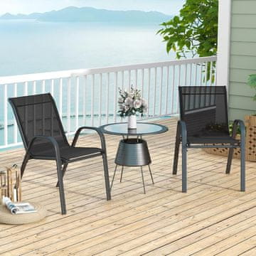 Costway Set od 4 složive vrtne stolice 56x70x84 cm crne boje