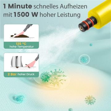 Costway Prijenosni parni čistač 1400W 400ml žuti