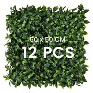 Costway Paneli za zid od umjetne trave Tip C 12 komada 50x50 cm