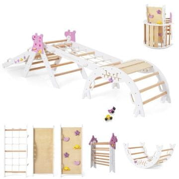 Costway Dječje penjalice sklopivi drveni Montessori penjački set bijeli