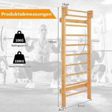 Costway Penjalice za zid 195x80x14 cm drvo