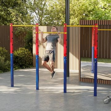 Costway Ugradbena šipka za zgibove 330 kg 5 podesivih visina crvena