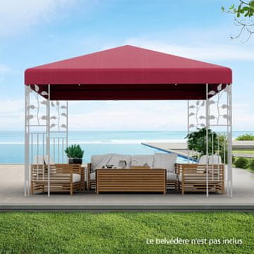 Costway Zamjenski krovni nadstrešak za sjenilo 300x300 cm vino crvene boje