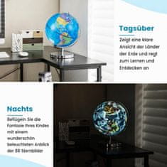 Costway Osvijetljeni globus Ø23 cm s metalnom bazom, njemačkom geografskom kartom i kartom zviježđa