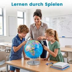 Costway Osvijetljeni globus Ø23 cm s metalnom bazom, njemačkom geografskom kartom i kartom zviježđa