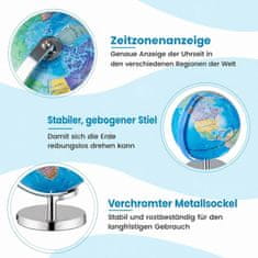 Costway Osvijetljeni globus Ø23 cm s metalnom bazom, njemačkom geografskom kartom i kartom zviježđa
