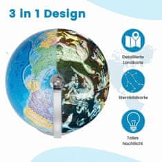 Costway Osvijetljeni globus Ø23 cm s metalnom bazom, njemačkom geografskom kartom i kartom zviježđa