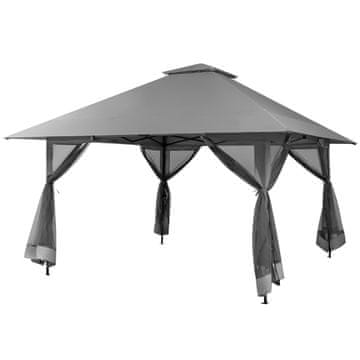 Costway Paviljon 4x4 m s mrežastim bočnim zidovima UV zaštita 50+ sivi