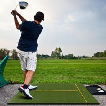 Costway Mata od umjetne trave za unutarnju i vanjsku golf praksu 20 mm s 2 gumena tee-a i 2 štapa za poravnavanje