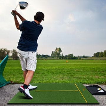 Costway Mata od umjetne trave za unutarnju i vanjsku golf vježbu 25 mm s 2 gumena tee-a i 2 štapa za poravnavanje