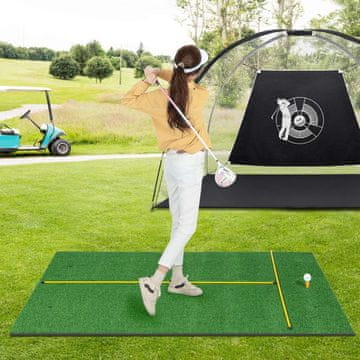 Costway Mata od umjetne trave za unutarnju i vanjsku golf praksu 27 mm s 2 gumena tee-a i 2 štapa za poravnavanje