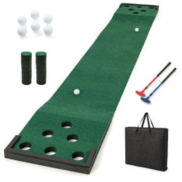 Costway Podloga za golf za unutarnju i vanjsku upotrebu 11 ft s 2 podesiva puttera i 6 loptica