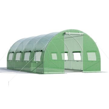 Costway Staklenik 20x10x6,6 stopa zelen s prozorima i vratima