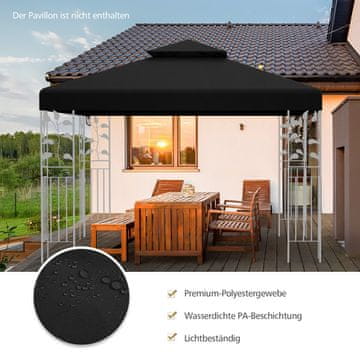 Costway Zamjenski krovni cerada za paviljon 3x3 m crna
