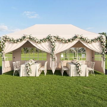 Costway Sklopivi paviljon 3x6 m s 4 bočne ploče bež