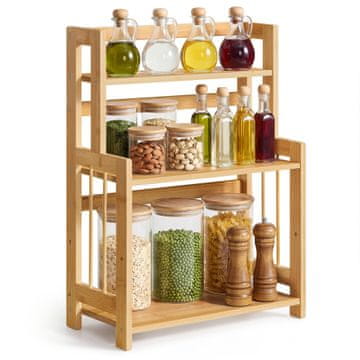 Songmics Stalak za začine 3 razine, polica za pohranu na pultu, 41x18.6x53.5 cm, bež