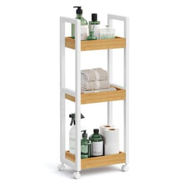 Songmics 3-slojni kupaonski kolica 30x20x80 cm od bambusa na kotačima