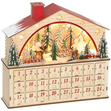 Homestar Adventski kalendar 24 ladice 36x10x34 cm prirodno drvo