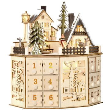 Homestar Kutija Adventskog kalendara s 24 ladice, LED svjetla, prirodna
