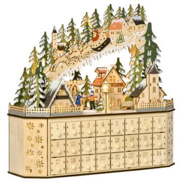 Homestar Adventski kalendar 24 ladice 39x9x42 cm bijelo zelene LED svjetla