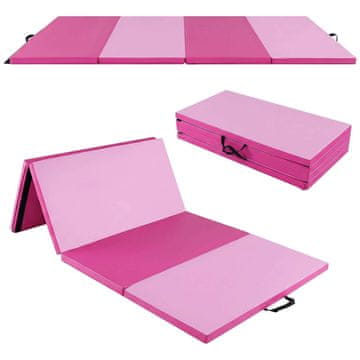 Costway Sklopivi mekani podložak za pod 240x120x5 cm tamno ružičasti