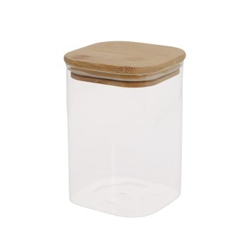 Homestar Staklena tegla JAR 10x10x14 cm s poklopcem od bambusa