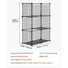 VEVOR Kavez za mačke s 3 razine 71.1x35.5x104.1 cm Crni