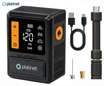 Platinet PCT70 mini bežični kompresor zraka, 2-u-1, 70 W, 8,3 bara, crni (PUMP-PL-PTC70)
