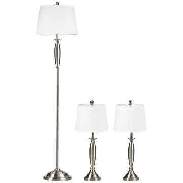 Homestar Set svjetiljki podna svjetiljka i 2 stolne svjetiljke 38x162 cm srebrna i bijela