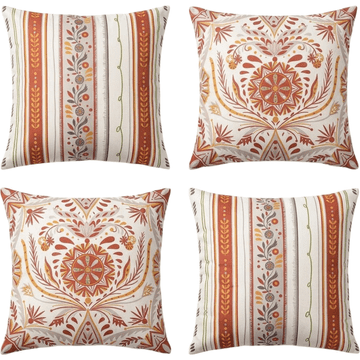 Nikcorp Ukrasne jastučnice za jastuke 40x40 cm Boho set 4 kom narančaste poliesterska tkanina za dnevni boravak i spavaću sobu, zone za opuštanje, pranje na niskoj temperaturi, mekane ugodne na dodir