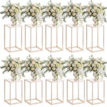Nikcorp Zlatni metalni stalak za cvijeće i svijeće 40 cm set 10 kom elegantni postolje vaza u obliku trube galvanizirano u zlatnu boju za vjenčanja svečane bankete hotele