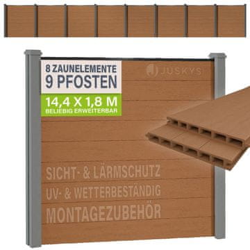 Homestar Set panela za privatnost 8 panela i 9 stupova 170x2x180 cm smeđa