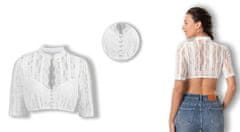 Nikcorp Elegantna ženska bluza Dirndl od čipke bijela tradicionalna za bavarsku nošnju i Oktoberfest, elastična čipka, cvjetni uzorci, zatvaranje na gumbe, prozračna tkanina, veličina 38 EU
