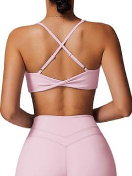 Nikcorp Ženski sportski grudnjak bustier Fitness Top bez šavova i bez kostiju s otvorenim leđima twist back ružičasti veličina XL elastična tkanina 4-way stretch odvođenje vlage za jogu i teretanu