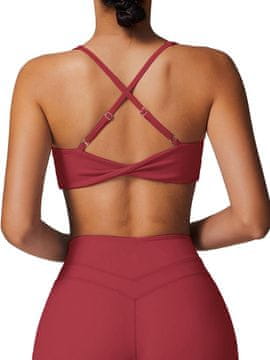 Nikcorp Ženski sportski grudnjak Fitness top bez šavova bustier s V-izrezom i otvorenim leđima, podesive naramenice twist-back, izvadivi umetci, bez kostiju, za fitness i jogu, crvena, veličina XL